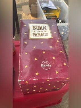 Knowles 'Born To Be Famous' Decorative Box - Burgundy with Gold Stars